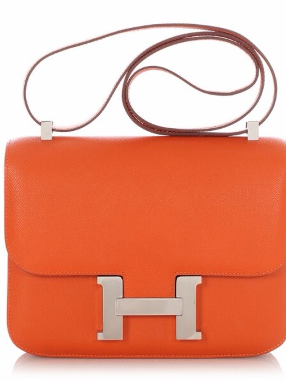 H Constance Leather Shoulder Bag Epsom 1-Elan Orange crossbody 23 cm PHW medium